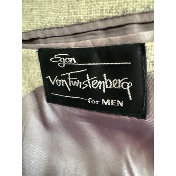 Egon Von Furstenberg Mens Blazer Jacket Elbow Patches Size 41 R Gray Wool - Picture 5 of 8